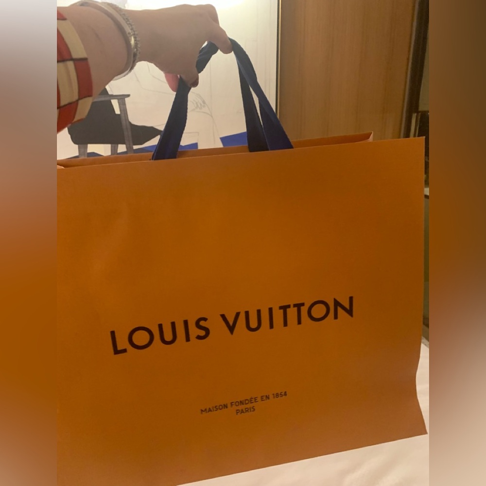 Brand new Large authentic Louis Vuitton paper bag with string fabric handles
